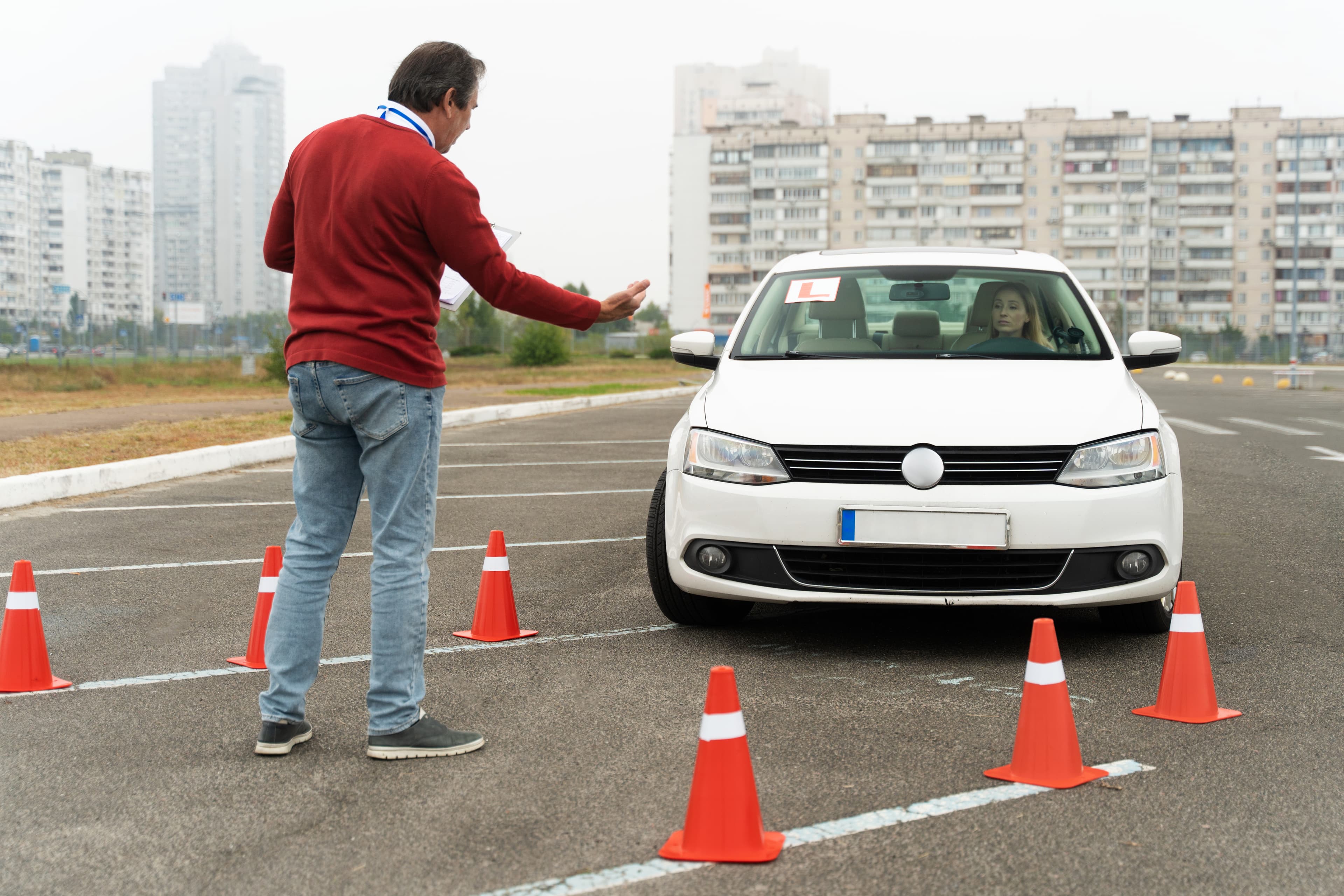 Person taking a driver's license exam